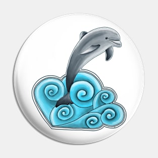 Dolphin in the Waves Pin