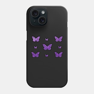 Purple Faux Glitter Butterflies Phone Case