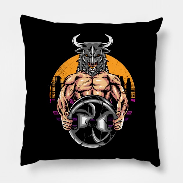 bulls gym Pillow by spoilerinc