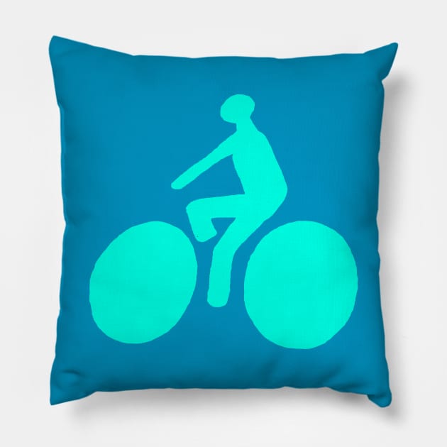 Turquoise blue bicycle Pillow by DrTigrou