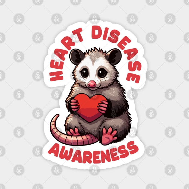 Heart Disease Awareness Cute Opossum Magnet by MoDesigns22 