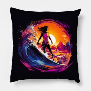 Surfing Girl Pillow