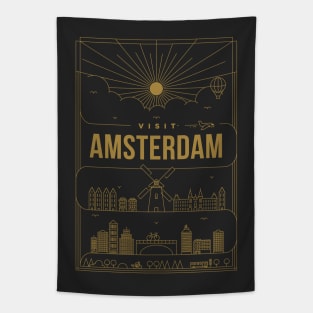 Amsterdam Minimal Lineal Poster Tapestry