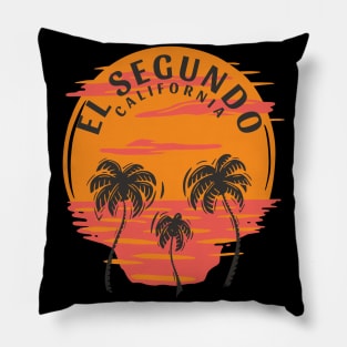 El Segundo California Sunset Skull and Palm Trees Pillow