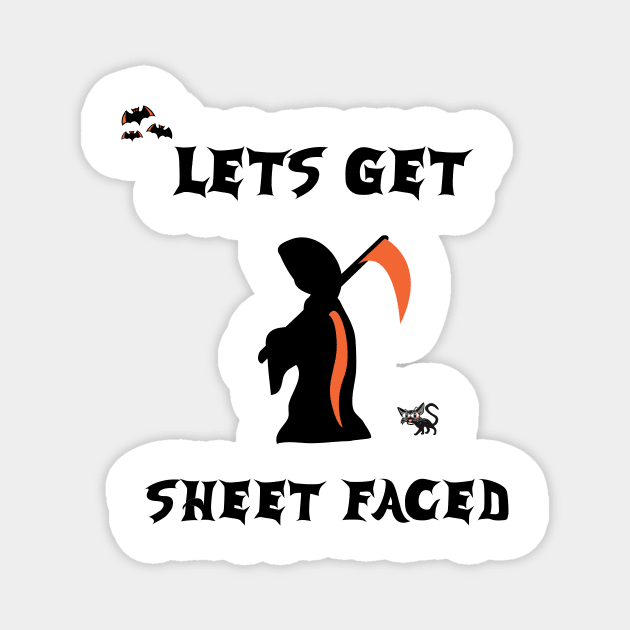 lets get sheet faced halloween Magnet by barwarrior