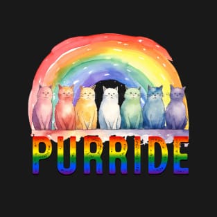 Purride LGBTQIA+ Pride Kitty Cat Rainbow Gradient T-Shirt T-Shirt