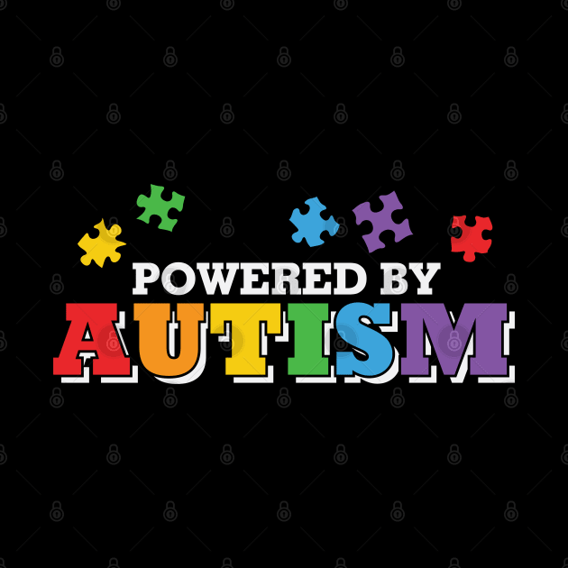 Autism Awareness - Powered by Autism by Peter the T-Shirt Dude