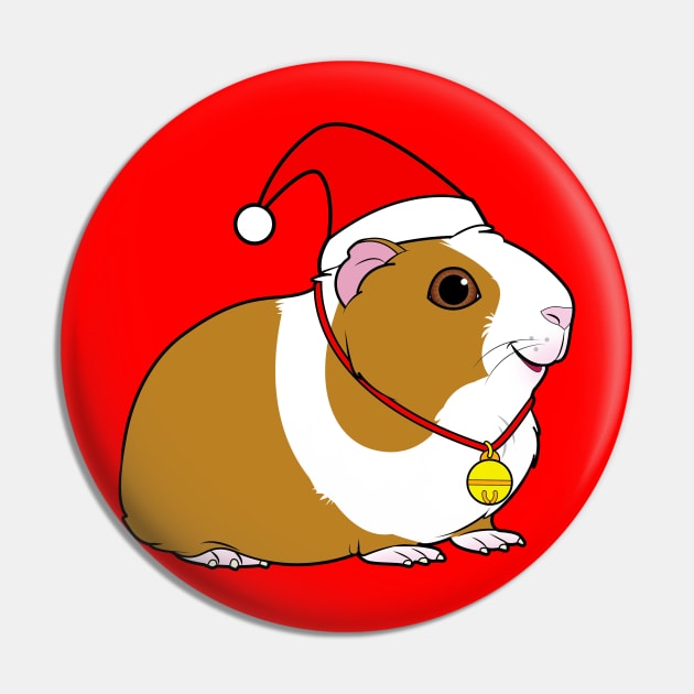 Guinea Pig in a Santa Hat at Christmas Pin by PenguinCornerStore