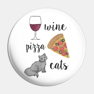 Wine Pizza Cats Pin