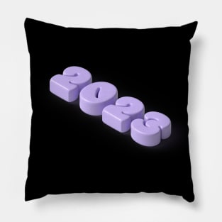 New Year 2023 3D geometric cute purple text Pillow