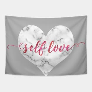 SELF LOVE | White Marble & Rose Watercolor Tapestry