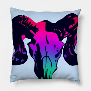 Goat Skull (pink-blue) Pillow