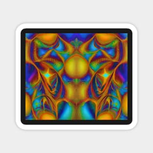 Golden Yellow Aesthetic - Abstract Multicolored Fractal Pattern Magnet