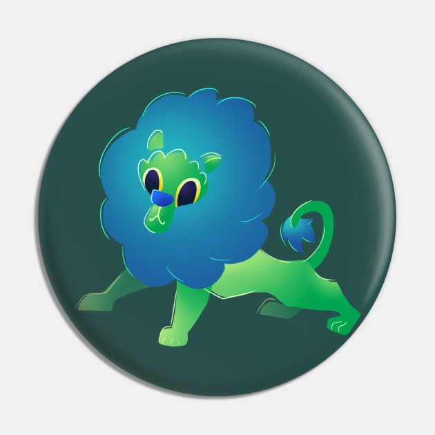 Cute Green Cartoon Lion Pin by Alice_Wieckowska