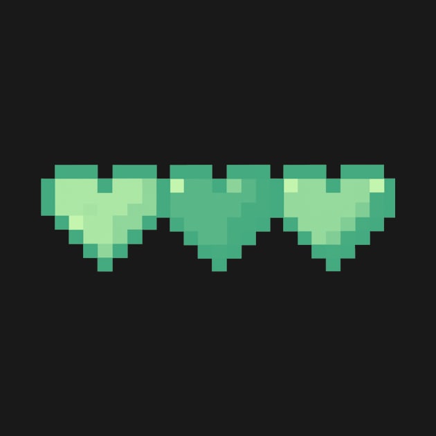 Green Hearts in a Row Pixel Art by christinegames