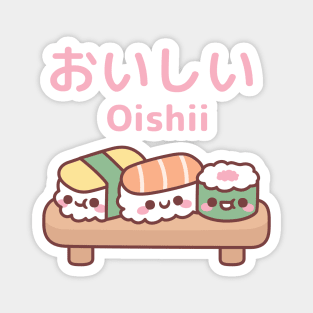 Cute Plate Of Japanese Sushi Oishii Magnet