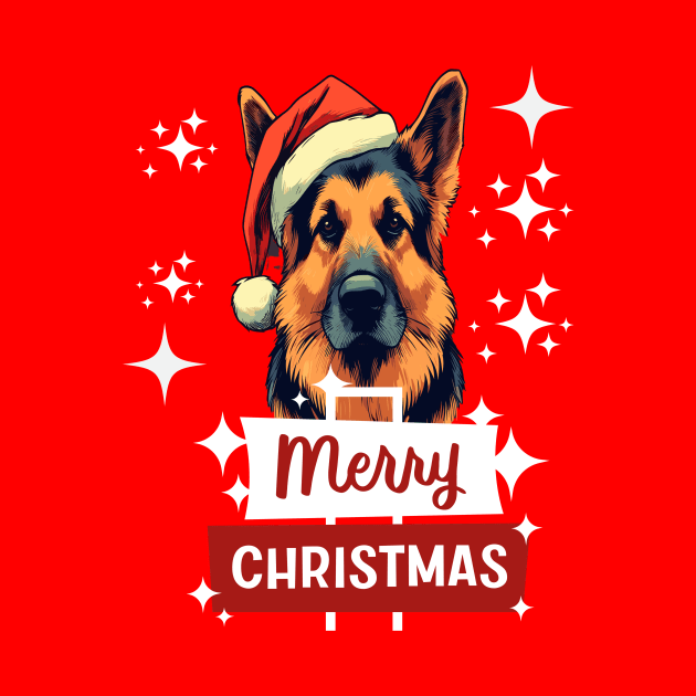 German Shepherd Merry Christmas by Binsy