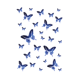 Blue Galaxy Butterfly Pattern T-Shirt