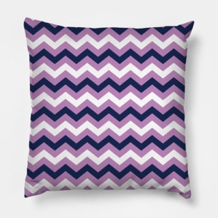 Navy Blue, Lavender and White Chevron Zigzag Pattern Pillow