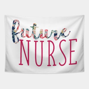 Navy Floral with Pink Future Nurse Tapestry