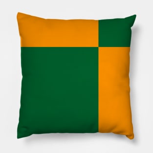 Two Colored Off Centered Square Pattern - Orange and Green - Abstract and Minimal Throw Pillow