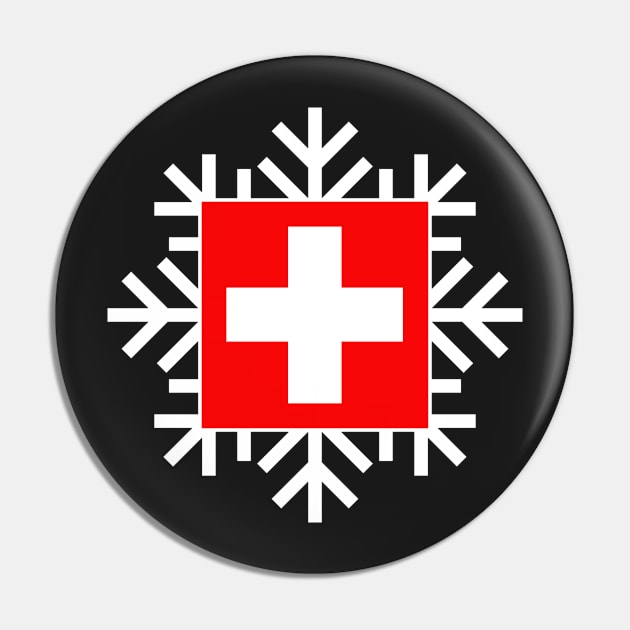 Swiss Flag Snowflake Pin by AntiqueImages