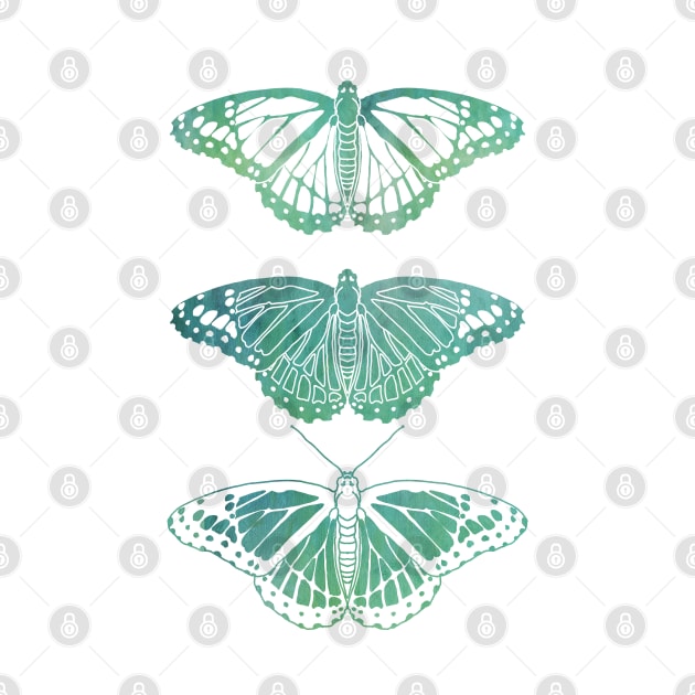 Butterfly Design in Blue and Green Paint Strokes Combo Pattern by PurposelyDesigned