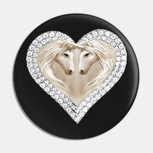 Diamond Heart And Unicorn Pin