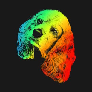 American Cocker Spaniel Lover Colorful Rainbow Style T-Shirt