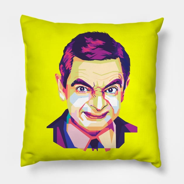 Mr. Bean Rowan Atkinson Pillow by Tupai Art