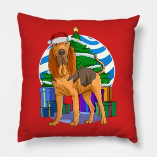 Bloodhound Dog Cute Santa Christmas Gift Pillow