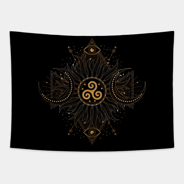 Triskele - Earth, Sea & Sky | Pagan Symbol Tapestry by CelestialStudio