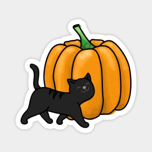 Black cat halloween pumpkin Magnet