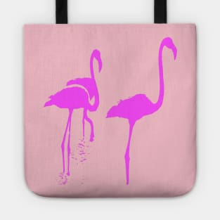 Minimalistic Three Flamingos Pink Silhouette Tote