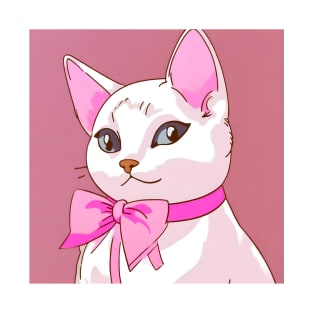 White cat with pink bow T-Shirt