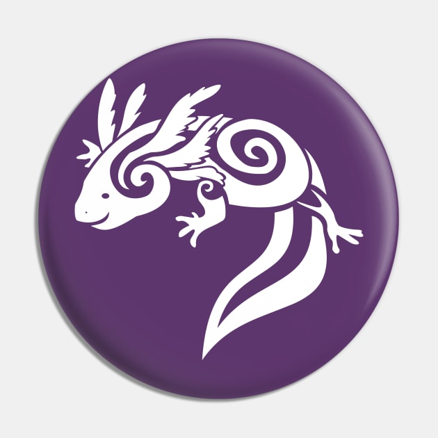 White Axolotl Tribal Pin by Stormslegacy