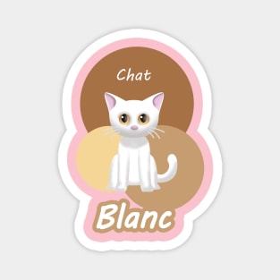 Colorful Chat Blanc Magnet