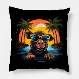 Retro Wave Happy Micro Pig Pillow