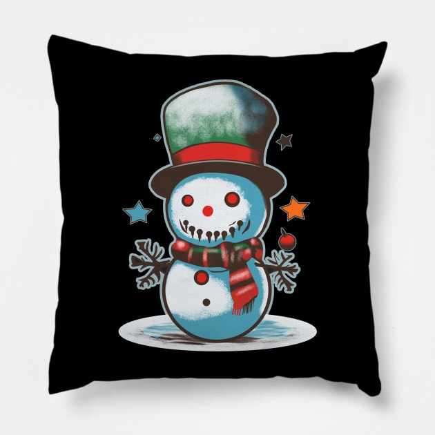 Creepy Snowman Pillow by Elijah101