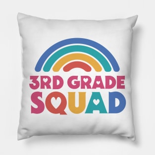 Cute School Teacher 3rd Grade Squad with Retro Rainbow and Hearts Pillow