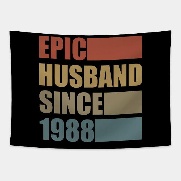 Vintage Epic Husband Since 1988 Tapestry by Bunzaji