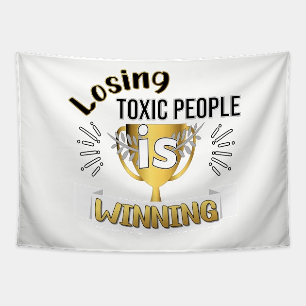 LOSING TOXIC PEOPLE DESIGN GOLD AND BLACK LETTERS Tapestry by KathyNoNoise