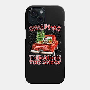 Christmas Sheepdog Through The Snow Dog Santa Truck Tree Phone Case