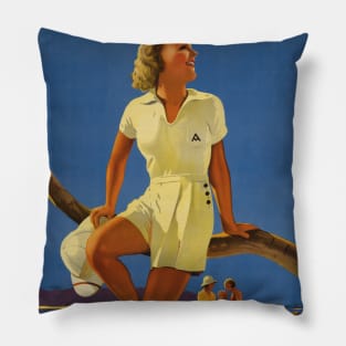 Great Barrier Reef Australia Vintage Poster 1934 Pillow