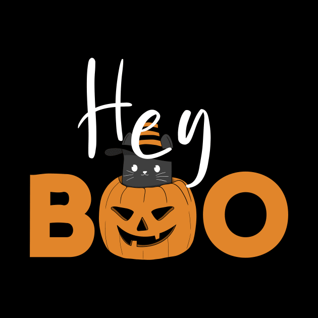 Hey Boo Cute Pumpkin Cat by Rishirt