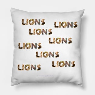 Lions lions lions lions - wildlife oil painting word art Pillow