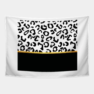 Black and white leopard print, golden lining Tapestry