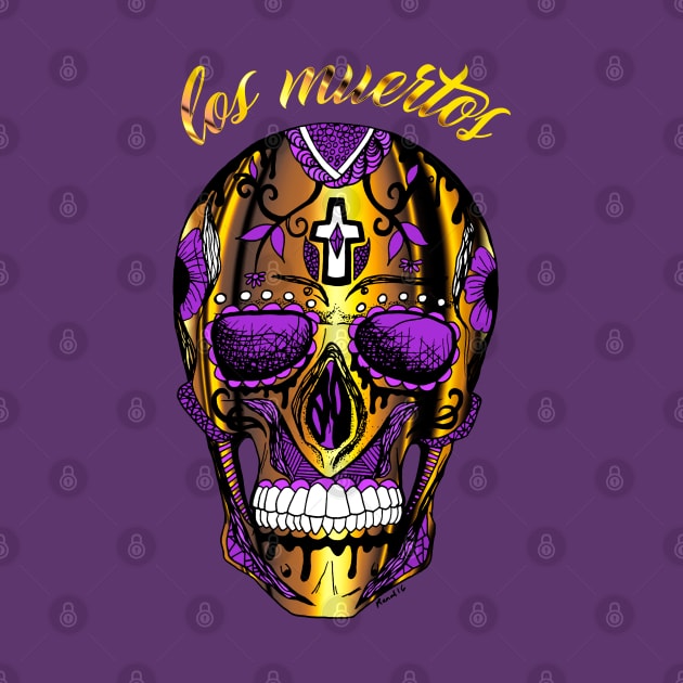 Los Muertos Sugar Skull - Purple and Gold Edition by kenallouis