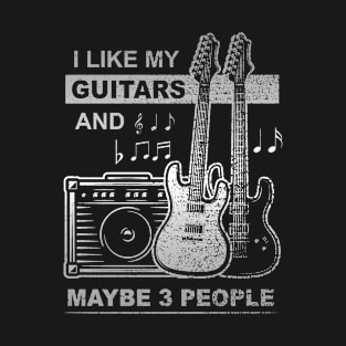 I LIKE MY GUITARS AND MAYBE 3 PEOPLE FUNNY BAND INTROVERT T-Shirt