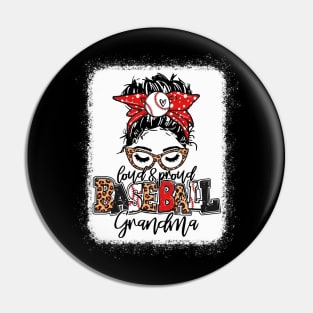 Baseball Grandma Messy Bun Shirt Leopard Baseball Grandma Pin